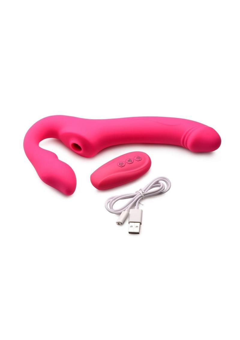 Strap U Licking Vibrating Strapless Strap-On with Remote Control