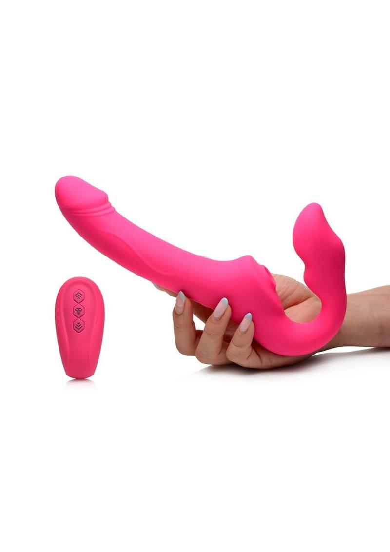 Strap U Licking Vibrating Strapless Strap-On with Remote Control