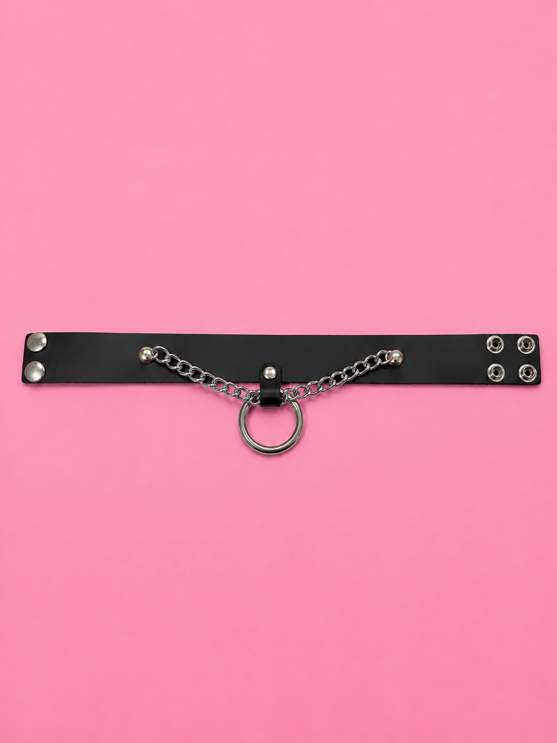 Draped Chain O-Ring Collar – Black & Silver