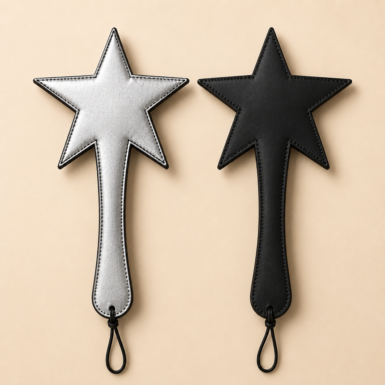 Silver Star Double-Sided Spanking Paddle – Silver & Black
