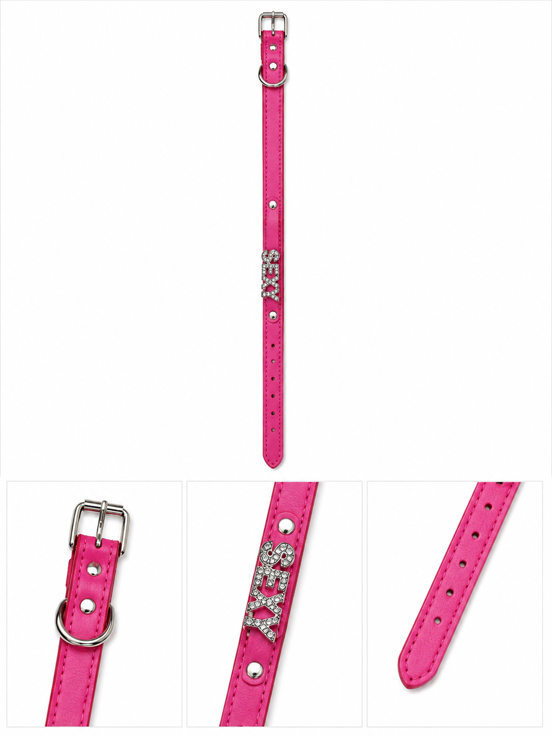 Sexy Rhinestone Collar – Hot Pink & Silver