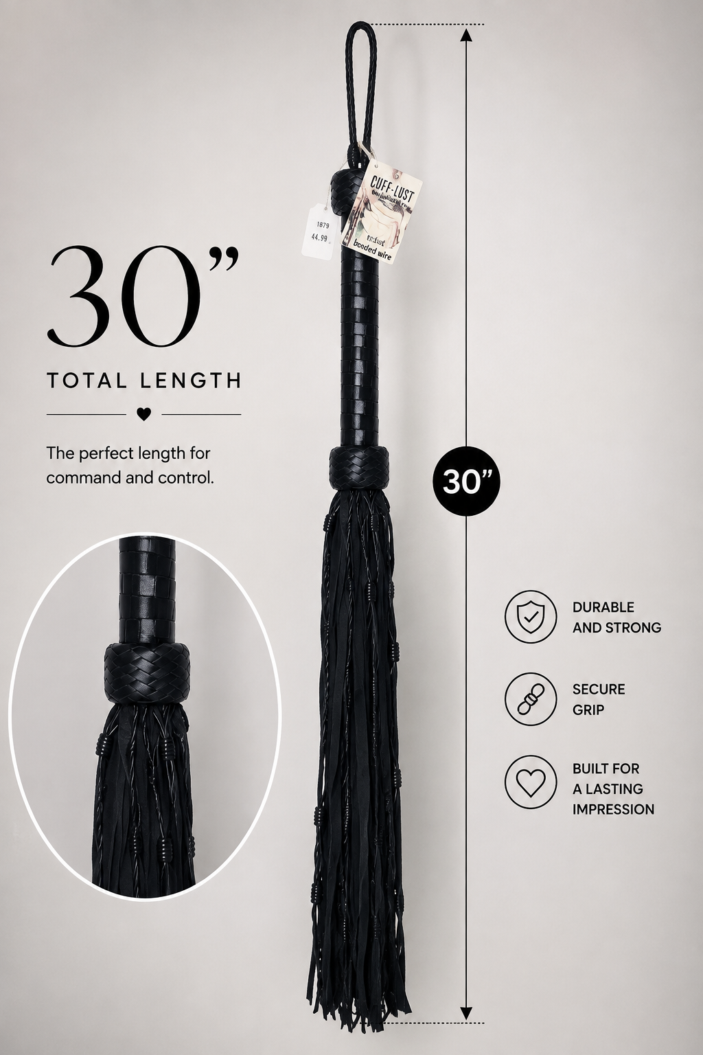 Blackout 30" Braided Flogger – Black