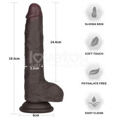 Lovetoy Sliding Skin Pro II 7.5-Inch Dual-Layer Silicone Dildo with Suction Base – Black