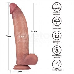 Lovetoy 12-Inch Dual-Density Vibrating Dildo with Suction Base