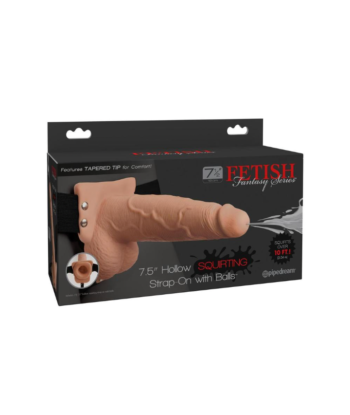 Fetish Fantasy Series Hollow Squirting Strap-On Dildo with Balls and Harness