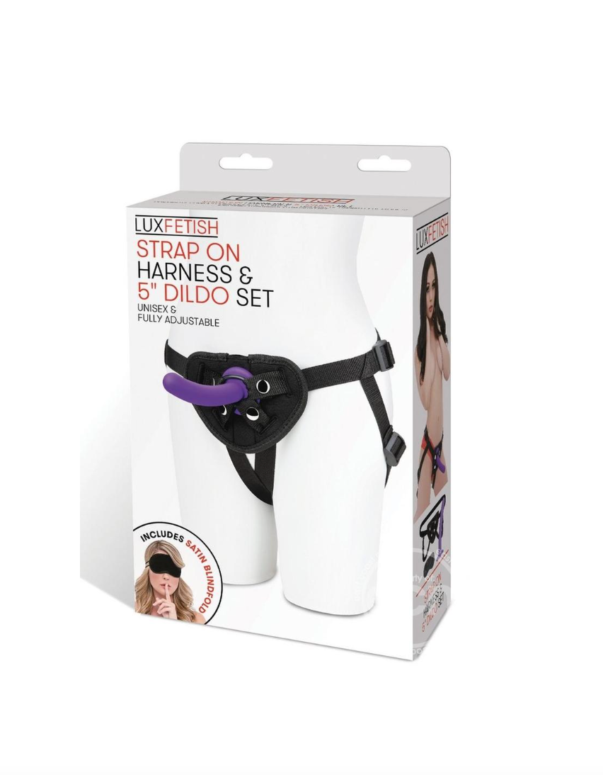 Lux Fetish Strap on Harness & Silicone Dildo Set 5in