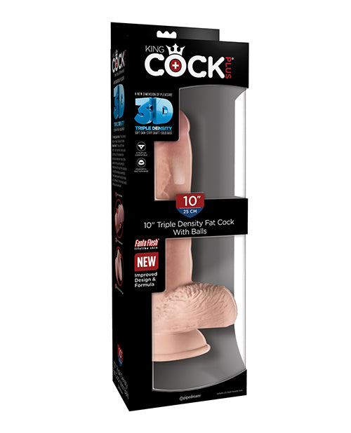 King Cock 3D Triple Density Fat Cock with Balls 10"