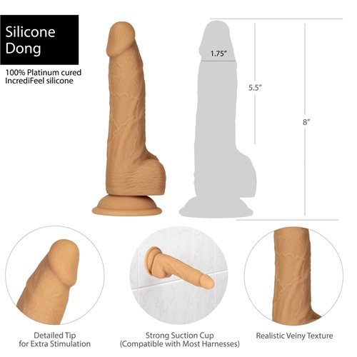 Naked Addiction 8" Silicone Dong- Caramel