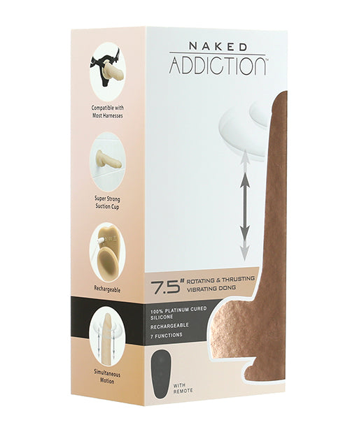 Naked Addiction 7.5" Rotating & Thrusting Vibrating Dong- Vanilla