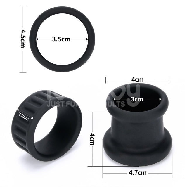 Pinnacle Pro Twin Grip Silicone Cock Ring & Stretcher – Black