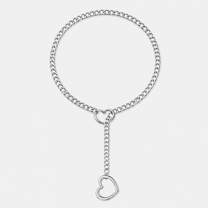Silver Heart Chain Collar – Silver
