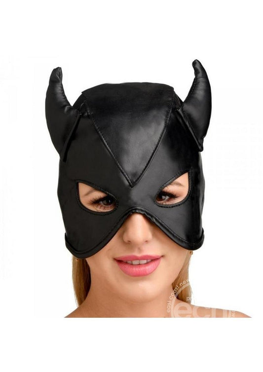 Master Series Dungeon Demon Bondage Hood with Horns