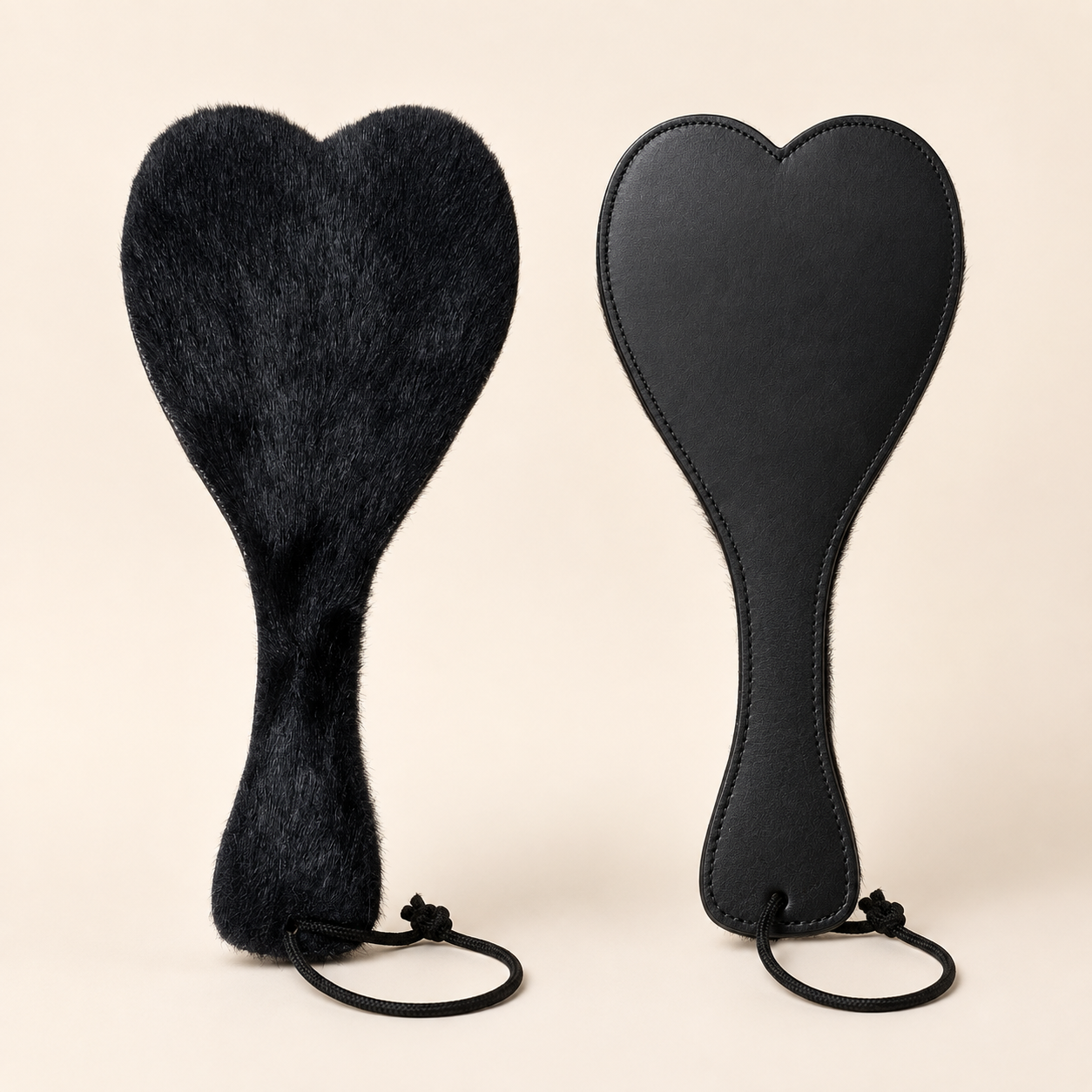 Black Heart Double-Sided Faux Fur Spanking Paddle