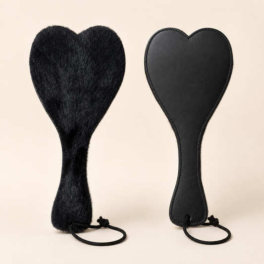 Black Heart Double-Sided Faux Fur Spanking Paddle