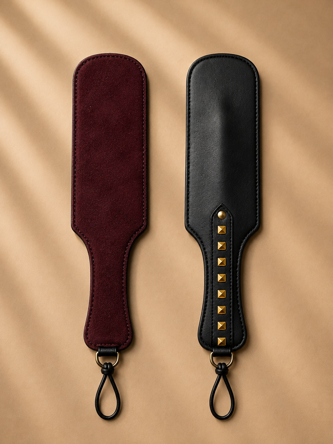 Velvet Vice Studded Spanking Paddle – Burgundy & Black