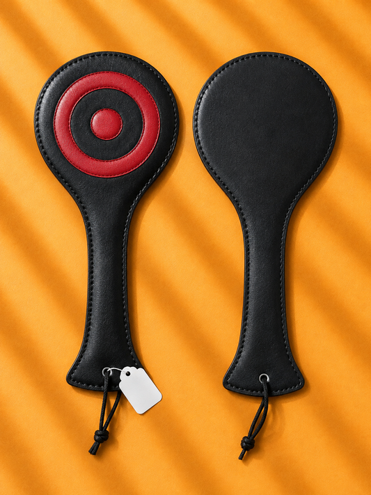 Bullseye Double-Sided Spanking Paddle – Black & Red