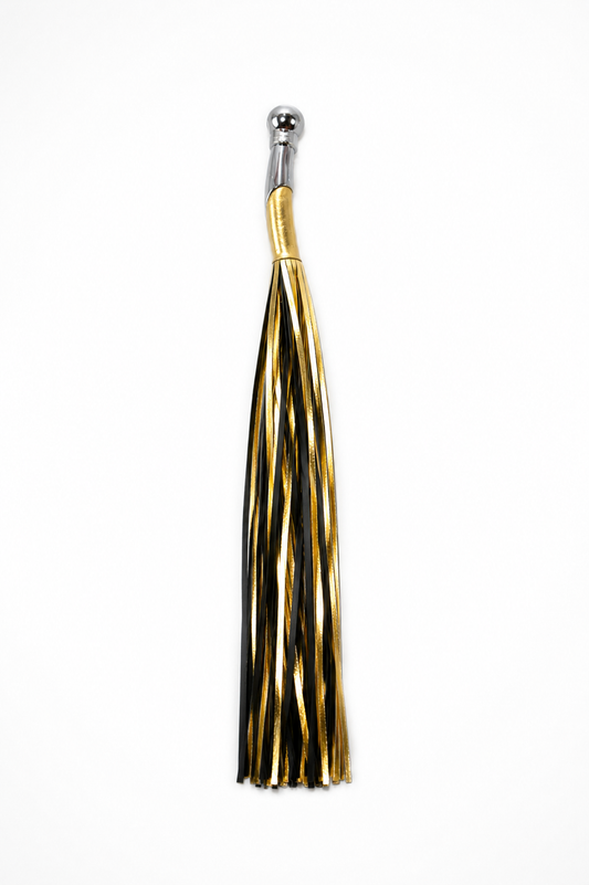 Golden Nights 28" Metallic Flogger – Black & Gold