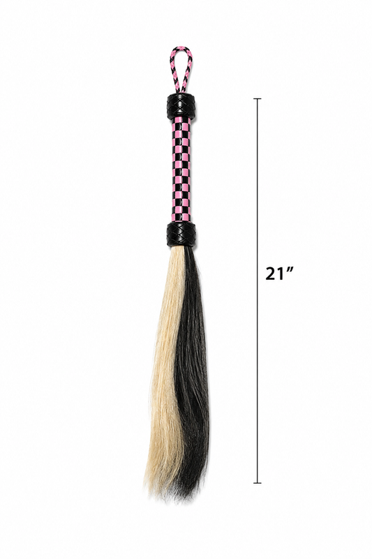 Pink Checkered Two-Tone Sensation Flogger – Pink, Black & Blonde