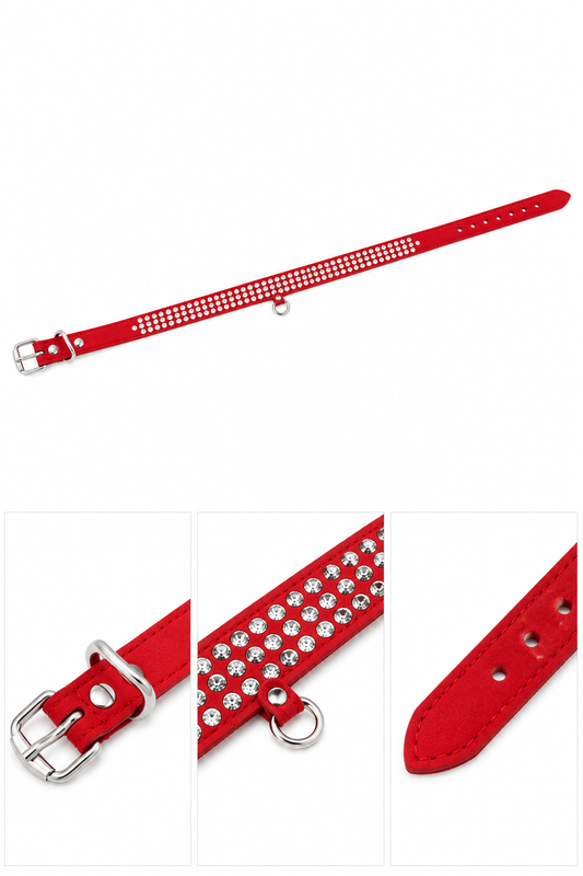 Scarlet Spark Rhinestone Collar – Red & Silver