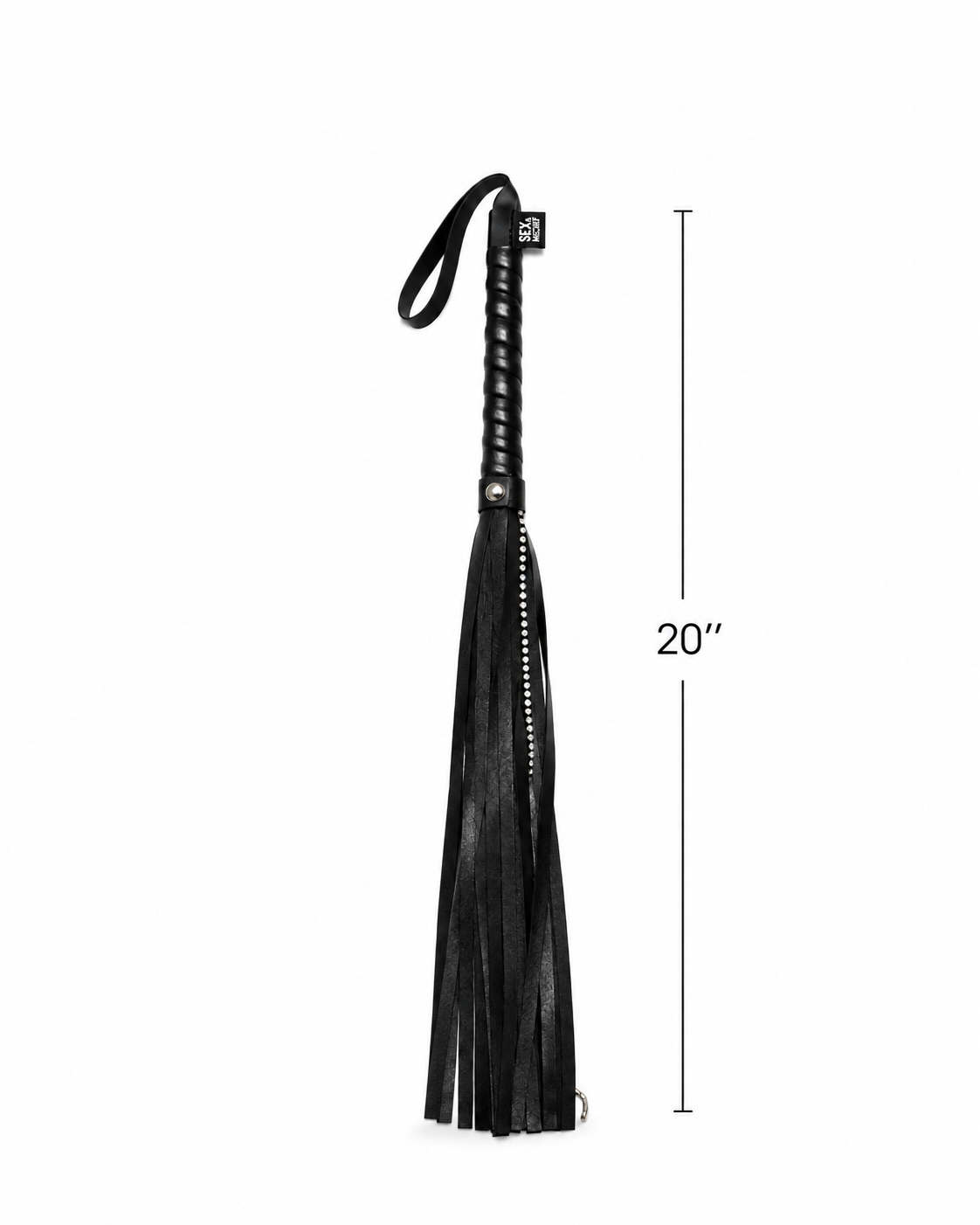 Rhinestone Edge 20" Black Flogger