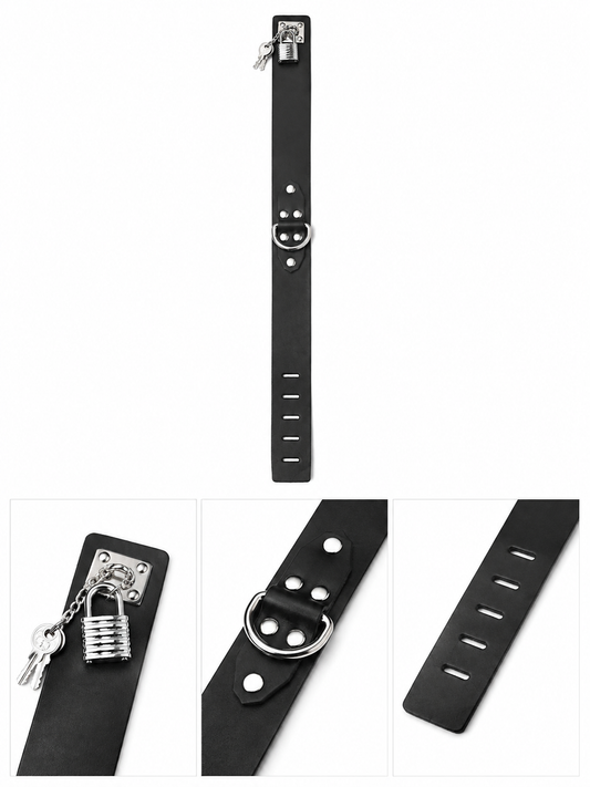 Lock & Key Adjustable Collar – Black & Silver