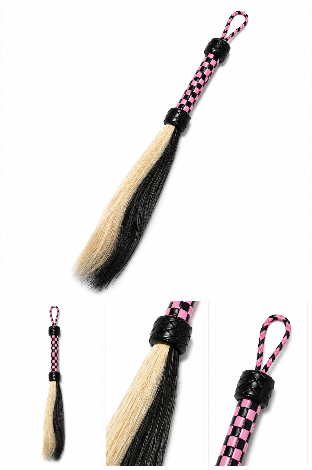 Pink Checkered Two-Tone Sensation Flogger – Pink, Black & Blonde