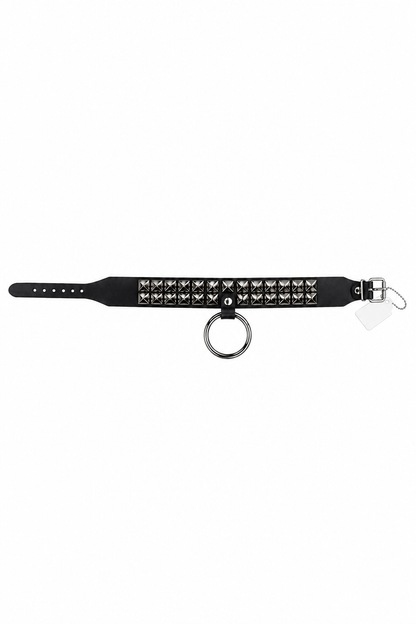 Studded O-Ring Collar – Black & Silver