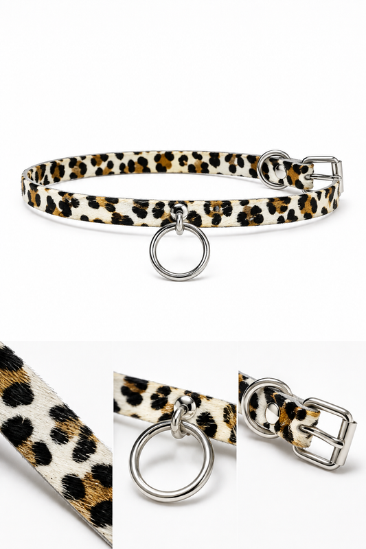Wild Leopard O-Ring Collar – Cream, Brown & Black