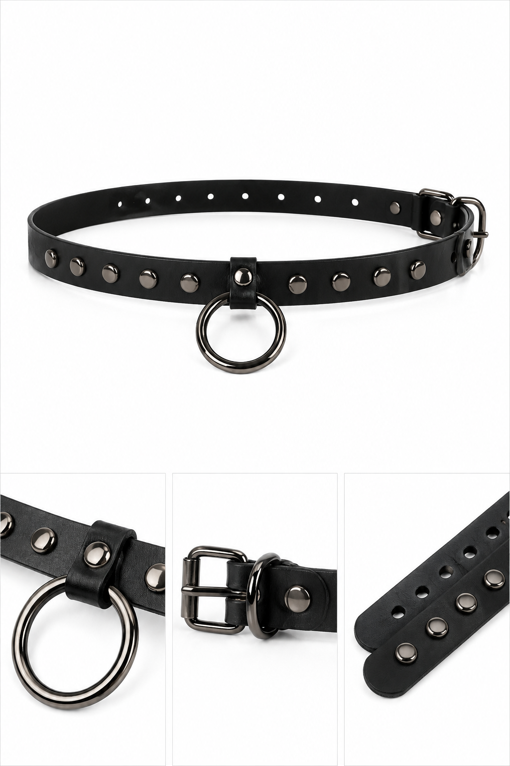 Minimal Stud O-Ring Collar – Black & Silver