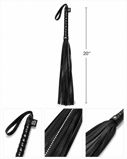 Rhinestone Edge 20" Black Flogger