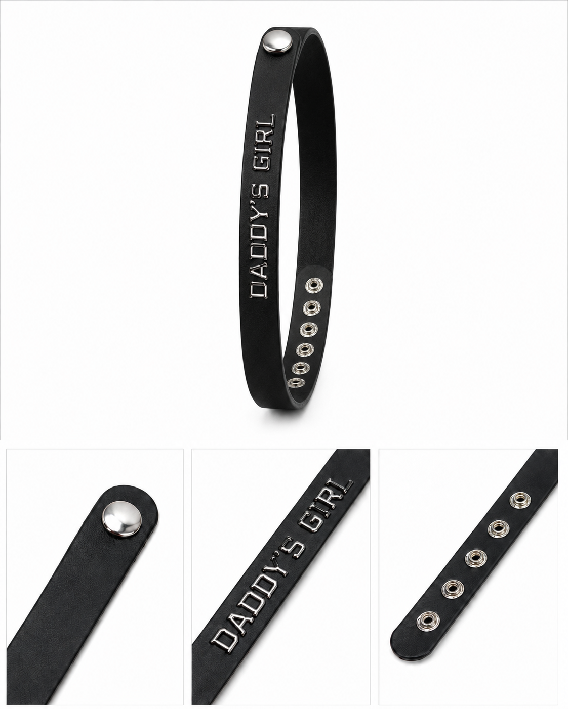 Daddy’s Girl Statement Collar – Black & Silver
