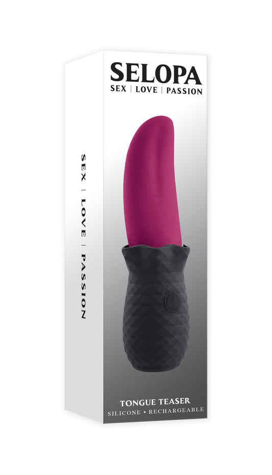 Tongue Teaser Rechargeable Clitoral Vibrator – Black & Magenta
