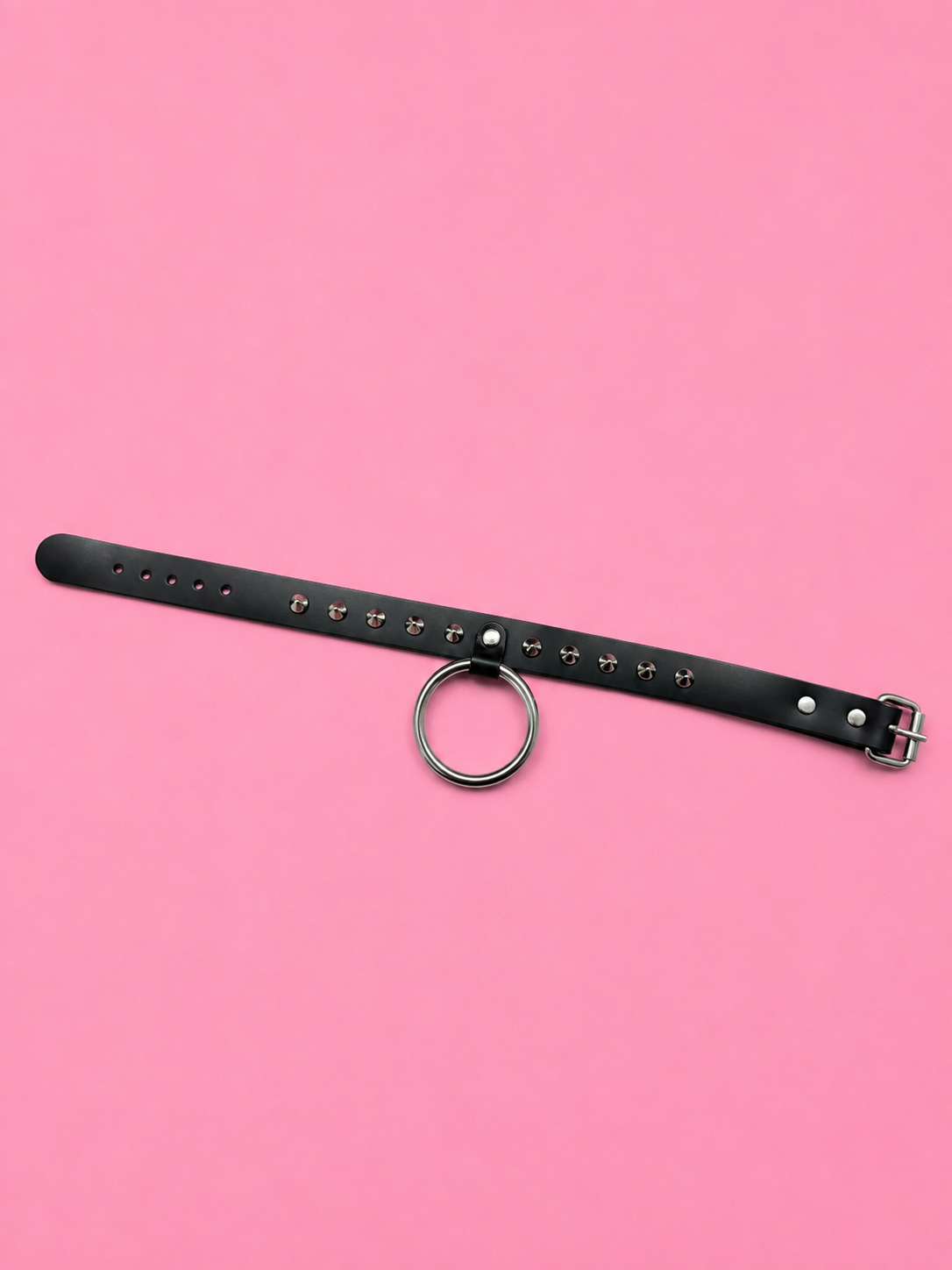 Minimal Stud O-Ring Collar – Black & Silver