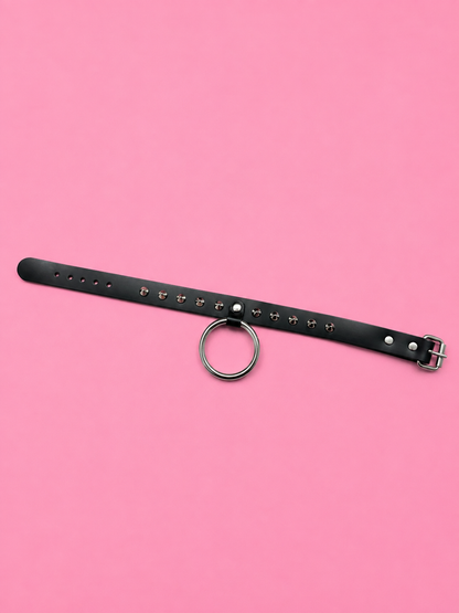 Minimal Stud O-Ring Collar – Black & Silver