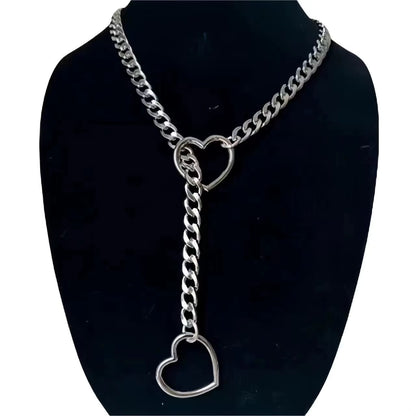Silver Heart Chain Collar – Silver