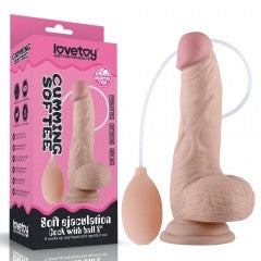 Lovetoy 8-Inch Soft Squirting Dildo with Balls & Suction Base
