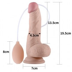 Lovetoy 8-Inch Soft Squirting Dildo with Balls & Suction Base