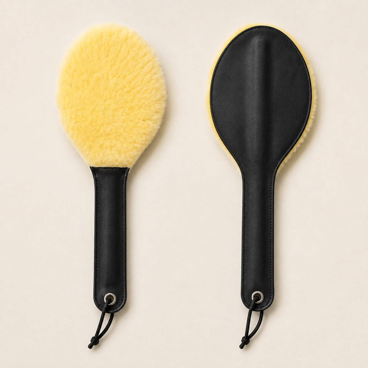 Soft Strike Faux Fur Spanking Paddle – Black & Yellow