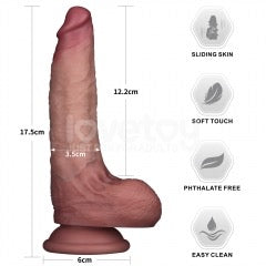 Lovetoy Sliding Skin Pro II 7-Inch Dual-Layer Silicone Dildo with Suction Base