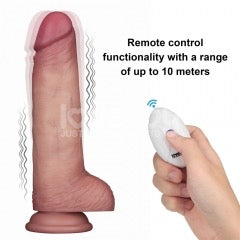 Lovetoy Sliding Skin Pro II 8.5-Inch Vibrating Silicone Dildo with Remote