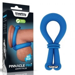 Lovetoy Pinnacle Pro Anyfit Plus Adjustable Silicone Cock Ring & Ball Stretcher – Blue