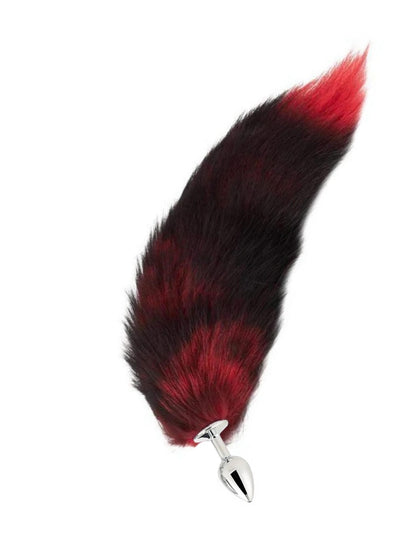 Pink Elephant Fox Tail Plug – Black & Red Faux Fur