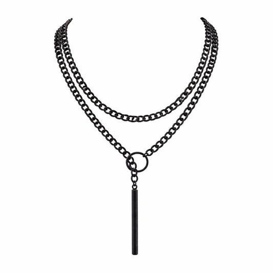 Midnight Punk Layered Chain Choker – Black