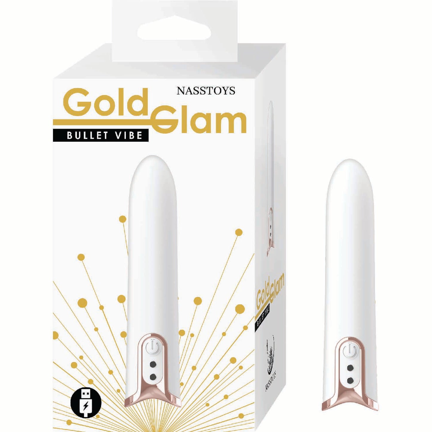 Gold Glam Bullet Vibrator – White | Sleek Compact Pleasure