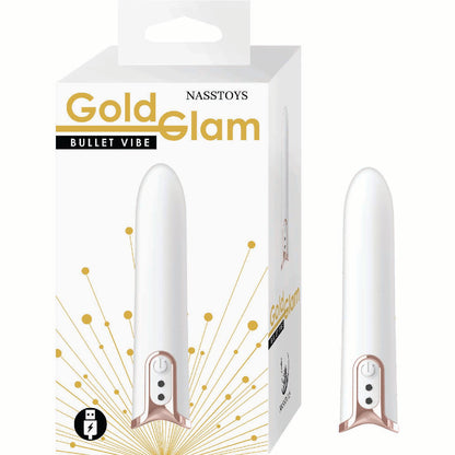 Gold Glam Bullet Vibrator – White | Sleek Compact Pleasure