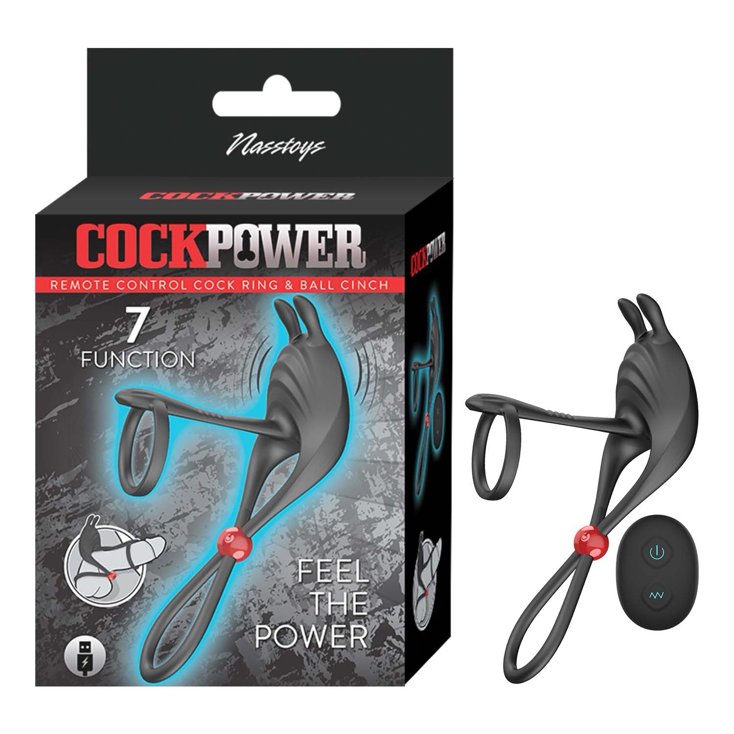 cockpower remote control cock ring and ball cinch black