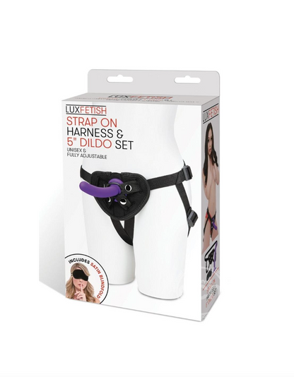 Lux Fetish Strap on Harness & Silicone Dildo Set 5in