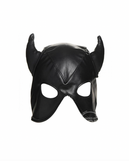 Master Series Dungeon Demon Bondage Hood with Horns