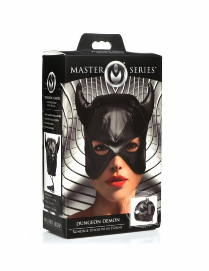 Master Series Dungeon Demon Bondage Hood with Horns