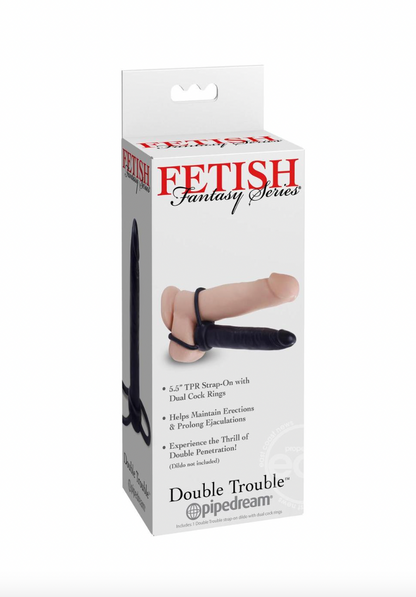 Fetish Fantasy Series Double Trouble Strapless Strap-On Dildo with Dual Cock Rings 5.5in